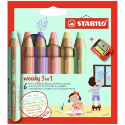 ΚΗΡΟΜΠΟΓΙΕΣ STABILO WOODY PASTEL ΣΕΤ (6 τμχ) & ΞΥΣΤΡΑ - 880