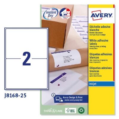 ΕΤΙΚΕΤΕΣ AVERY ΛΕΥΚΕΣ INKJET 199.6X143.5 2 ΦΥΛΛΟ ΠΑΚΕΤΟ 25 ΦΥΛΛΩΝ